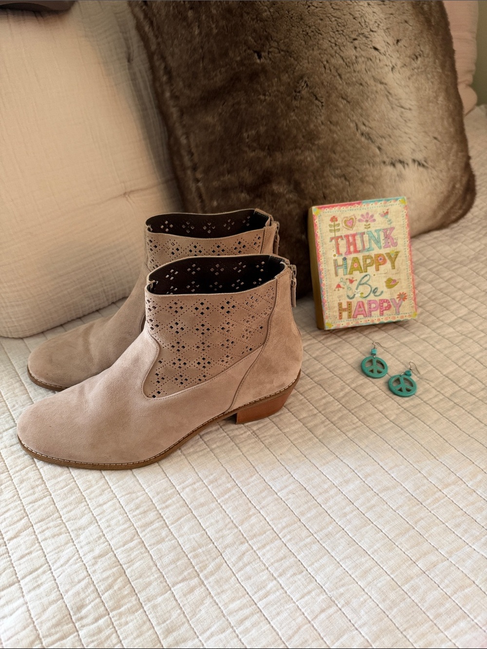 Cole Haan Jayne Lasercut suede western Ankle Boots nude tan Woman 11